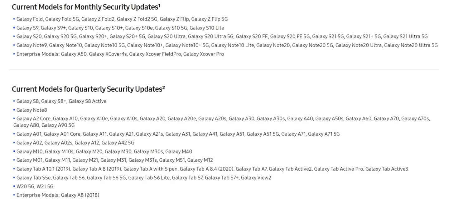 Samsung більше не буде пропонувати оновлення безпеки для чотирьох телефонів середнього класу
