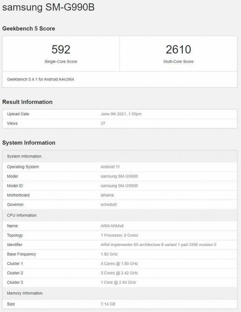 Samsung Galaxy S21 FE с Snapdragon 888 та 6 ГБ / 8 ГБ ОЗУ з'явився на GeekBench 10 Samsung Galaxy S21 FE с Snapdragon 888 та 6 ГБ / 8 ГБ ОЗУ з'явився на GeekBench