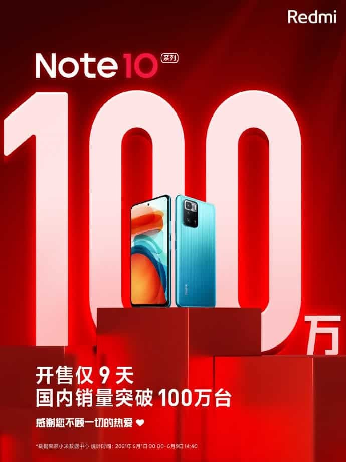 Redmi Note 10 (Chinese Version): Відвантажено 1 мільйон одиниць за 9 днів