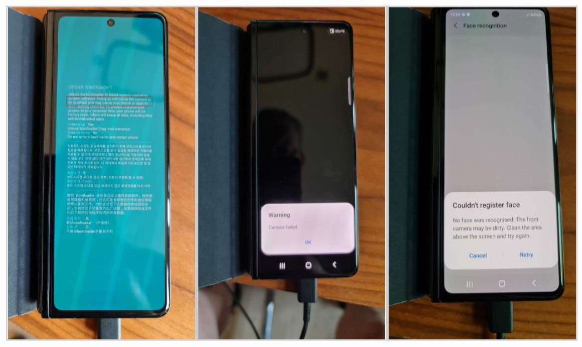 Galaxy Z Fold 3: Розблокування завантажувача повністю відключить камери