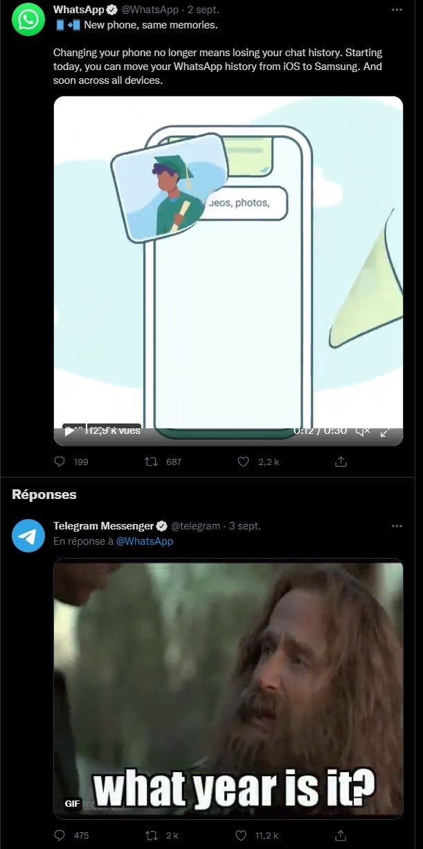 whatsapp Telegram троллит WhatsApp