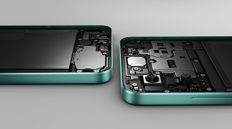 Inner Structer_Dual speakers Зустрічай новий ОРРО A78 з надшвидкою 67Вт SUPERVOOC зарядкою, FHD+ AMOLED дисплеєм та подвійними стереодинаміками.
