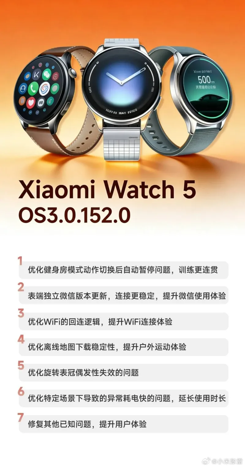 оновлення Xiaomi Watch 5, OS3.0.152.0