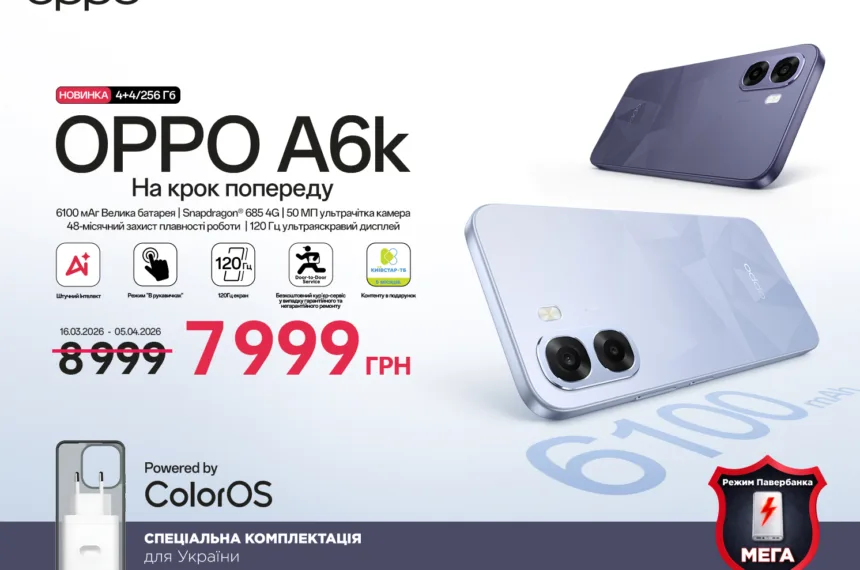 OPPO A6k — новий смартфон серії A6 з потужною батареєю, 120 Гц дисплеєм і захистом IP64 11 OPPO A6k ціна Україна