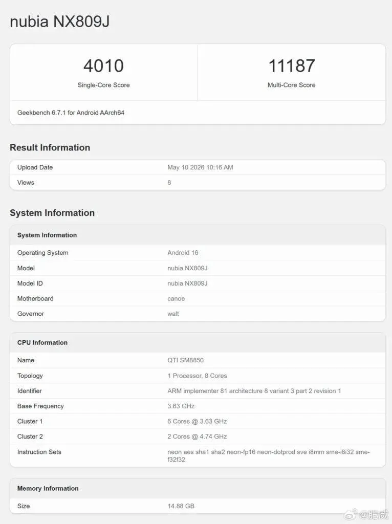 Результати RedMagic 11S Pro+ у Geekbench: понад 4000 балів і рекорд Android 15 результати RedMagic 11S Pro+ у Geekbench
