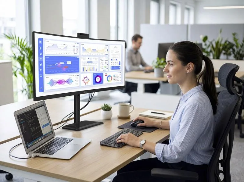 AOC E4: нові монітори для бізнесу отримали 5-річну гарантію, USB-C та частоту 120 Гц 12 AOC E4, монітори AOC E4, монітор USB-C, монітор 120 Гц, бізнес монітори, AOC 2026