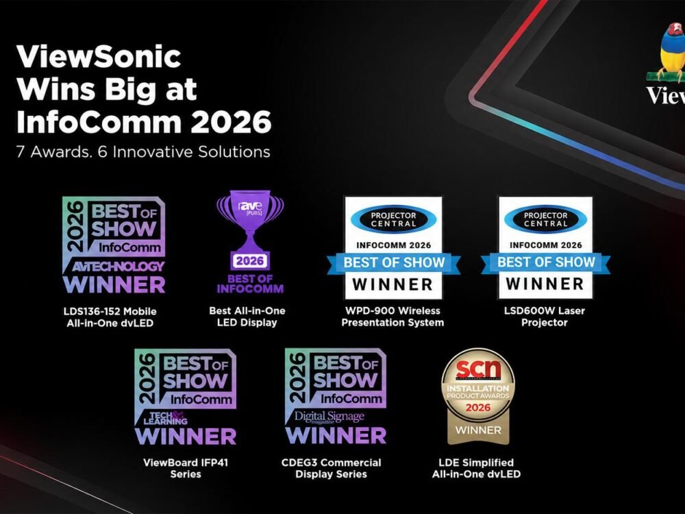 ViewSonic здобула сім нагород на InfoComm 2026 за інноваційні AV-рішення 64 ViewSonic, InfoComm 2026, AV рішення, dvLED дисплеї, ViewBoard IFP41, лазерні проєктори ViewSonic, ProAV технології, digital signage